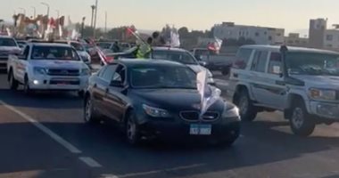 مسيرات بالسيارات فى جنوب سيناء احتفالاً بفوز الرئيس السيسى.. فيديو